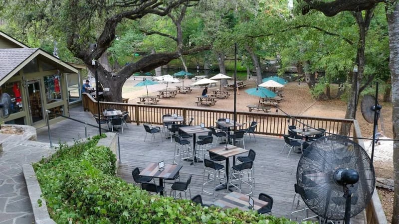 Chill's on the Creek riverside restaurant in downtown Wimberley