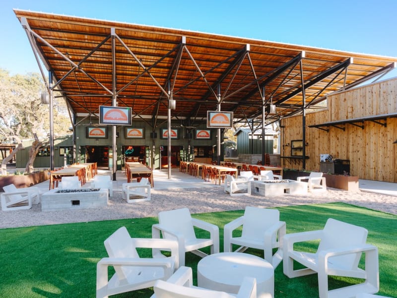 Neon Armadillo outdoor dining in Wimberley